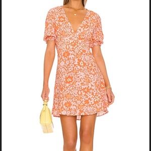 MINKPINK Marli Orange and Pink Flowery Dress